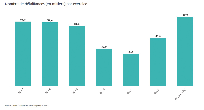Nombre de défaillances par exercice